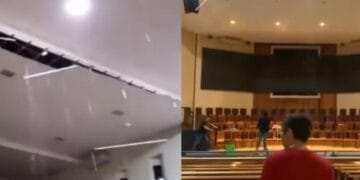 Vídeo: Teto de igreja desaba durante culto e quase atinge pastor