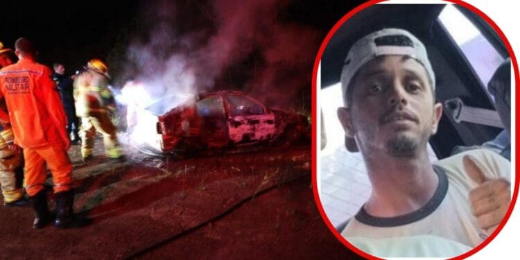 VÍDEO: Corpo carbonizado encontrado em carro em chamas