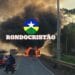 Carro é destruído por fogo na cabeceira da ponte sobre o Rio Madeira