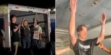 Estudantes enfrentam temperatura abaixo de zero e são batizados em caminhões nos EUA