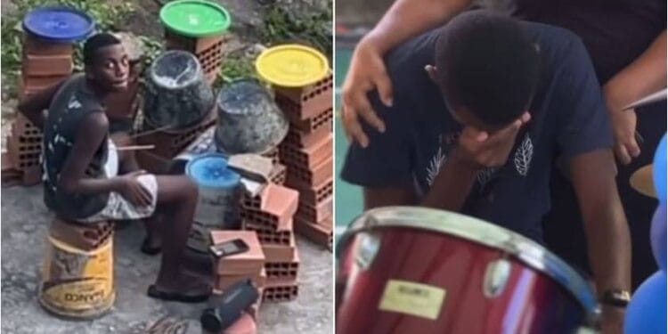 Jovem que louvava a Deus com bateria de tijolos emociona a PM