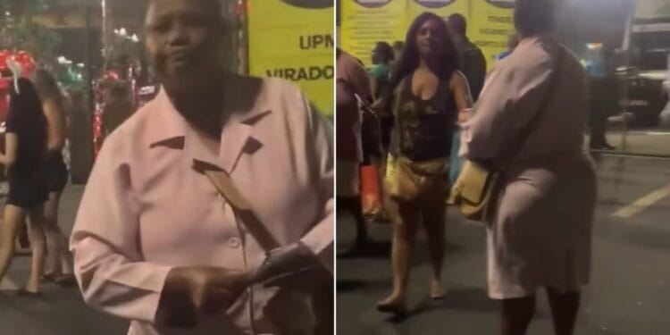 Idosa é alvo de críticas por distribuir folhetos evangelísticos a foliões