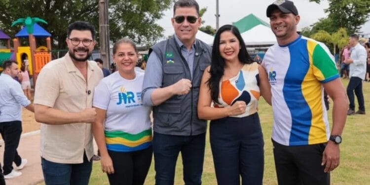 Deputada federal Cristiane Lopes e governador Marcos Rocha entregam nova praça do Abobrão