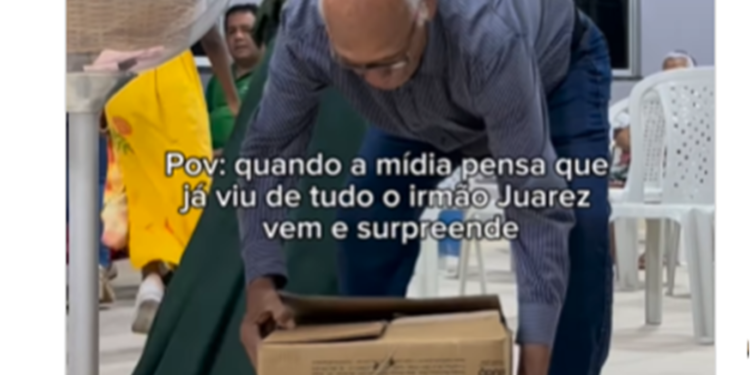 idoso emociona com doação inusitada para igreja