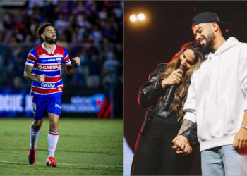 Noivo de Sarah Beatriz faz gol e exibe mensagem de fé