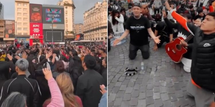 Cristãos louvam a Deus em praça na Argentina: ‘Levantamos um altar de adoração’