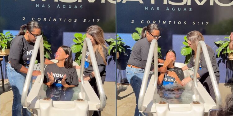 Ex-miss Brasil aceita Jesus e é batizada nas águas; Assista