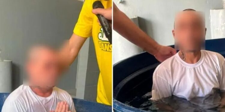 Missões Nacionais realiza batismo de 26 detentos em prisão do RN