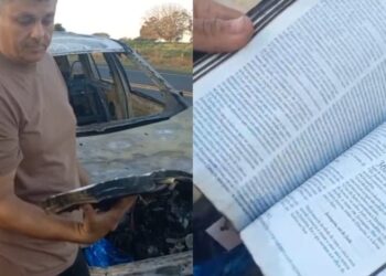 Bíblia fica intacta após incêndio destruir carro em rodovia no Paraná