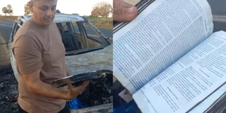 Bíblia fica intacta após incêndio destruir carro em rodovia no Paraná
