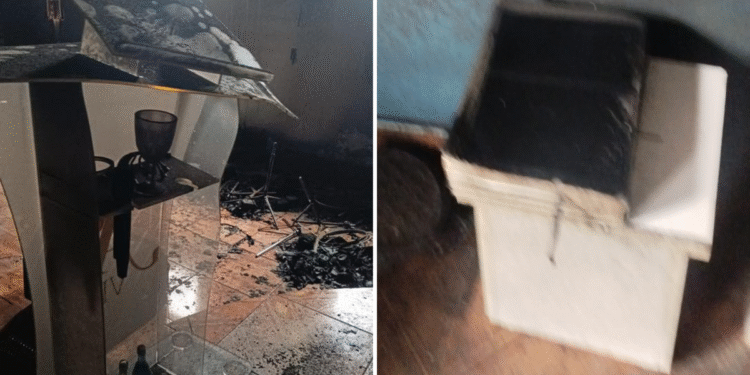 Após igreja em Sumaré ser incendiada, Bíblia é encontrada intacta sobre o púlpito