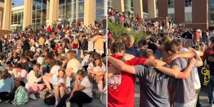 Centenas de estudantes oram por família de Charlie Kirk em universidade nos EUA