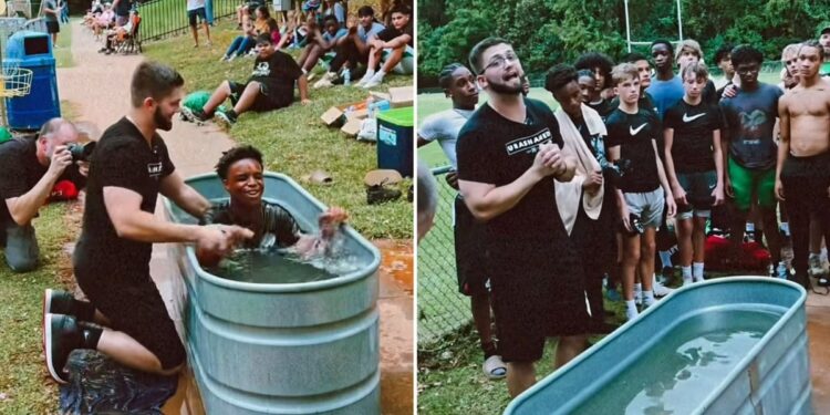 Jogadores de futebol americano são batizados após treino nos EUA: “É coisa de Deus”