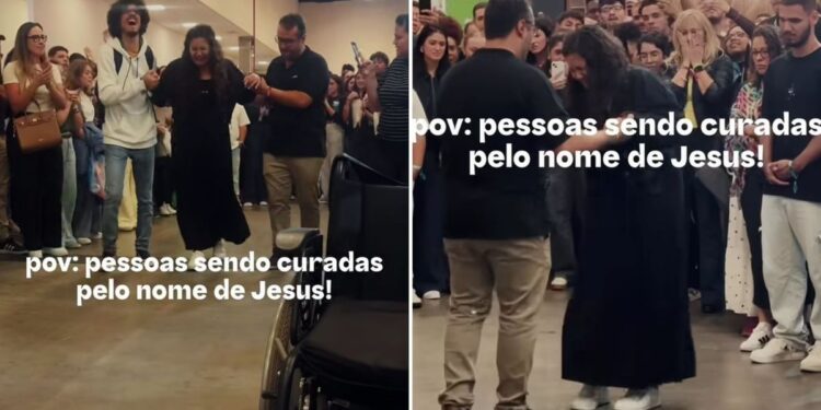 Mulher deixa cadeira de rodas e anda em conferência: “Deus ainda cura”