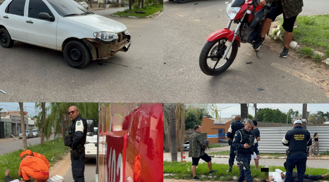 Motociclista fica ferido após Palio avançar preferencial no centro de Porto Velho
