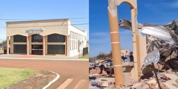 Tornado destrói igreja no Paraná antes de culto e membro testemunha: “Deus nos guardou”