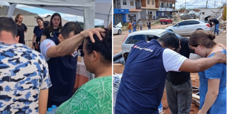 Igreja monta tenda de oração e ajuda social em cidade destruída por ciclone no Paraná