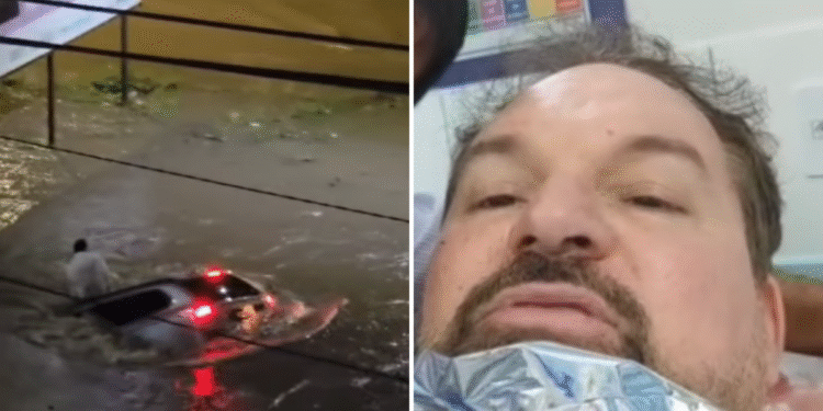 Homem é resgatado após carro ser engolido por cratera: ‘Sobrevivi por um milagre’