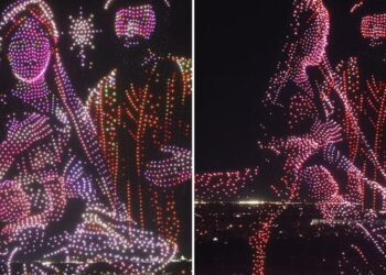 Espetáculo com 5.000 drones projeta nascimento de Jesus nos céus dos EUA