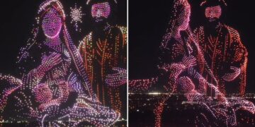 Espetáculo com 5.000 drones projeta nascimento de Jesus nos céus dos EUA