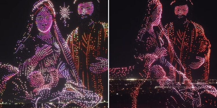 Espetáculo com 5.000 drones projeta nascimento de Jesus nos céus dos EUA