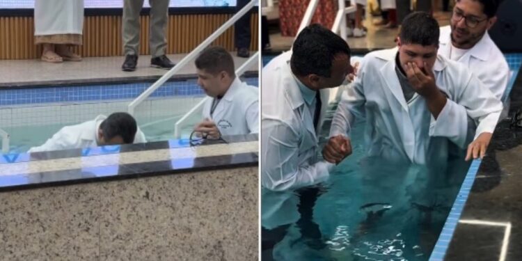 Pastor inspira ao ajudar jovem autista a se batizar: “O batismo é para todos”