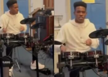 Craque da Seleção, Estevão toca bateria durante culto em Londres