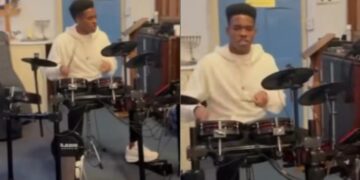 Craque da Seleção, Estevão toca bateria durante culto em Londres