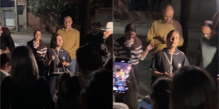 Tempestade adia show, mas Aline Barros canta acapella em praça