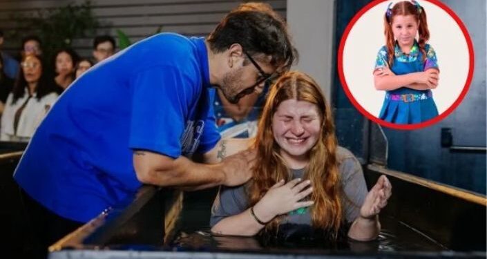 Ex-Chiquititas, atriz Giulia Garcia é batizada nas águas