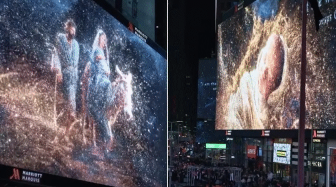 Times Square exibe mensagem cristã e destaca o verdadeiro significado do Natal