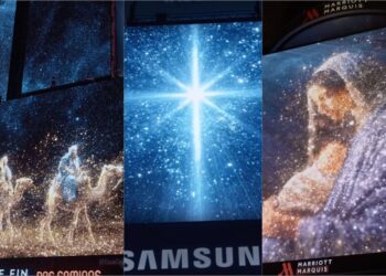 Nascimento de Jesus ilumina Natal na Times Square, em NY