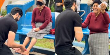 Cristão doa dinheiro e lava os pés de idosa que vendia sorvetes nas ruas: “Deus a ouviu”