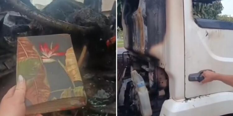 Bíblia é encontrada intacta após incêndio em caminhão: “A Palavra de Deus prevalece”