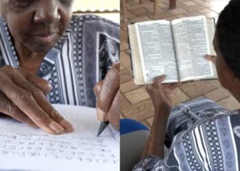 Idosa volta à escola para realizar sonho de ler a Bíblia: “Via todos lendo na igreja”