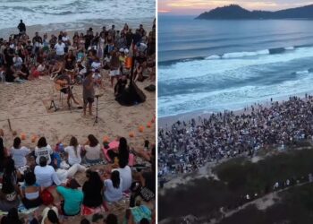 Culto ao amanhecer reúne cerca de 5 mil pessoas em praia de SC: “Vivemos um mover de Deus”