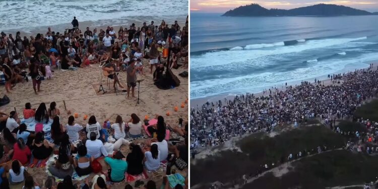 Culto ao amanhecer reúne cerca de 5 mil pessoas em praia de SC: “Vivemos um mover de Deus”