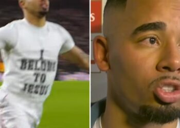 Após vitória do Arsenal, Gabriel Jesus declara fé ao exibir camisa “Eu pertenço a Jesus”