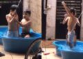 Menino batiza amigo na piscina de casa: “Nova criatura”