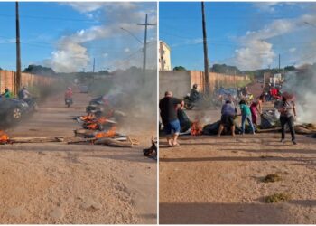 Moradores fazem protesto com fogo na Zona Leste de Porto Velho por falta de água