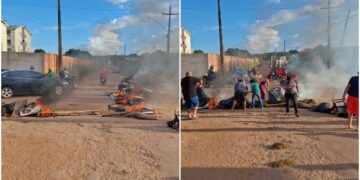 Moradores fazem protesto com fogo na Zona Leste de Porto Velho por falta de água
