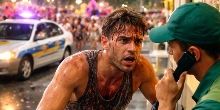 Homem pede socorro em posto de combustíveis após ser agredido durante o carnaval