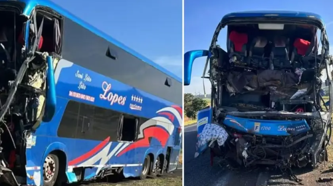 Ônibus com missionários bate em carreta e deixa dois mortos em MG