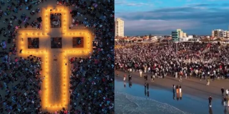 Culto ao amanhecer reúne 5 mil pessoas na orla de Balneário Rincão: “O Céu desceu”