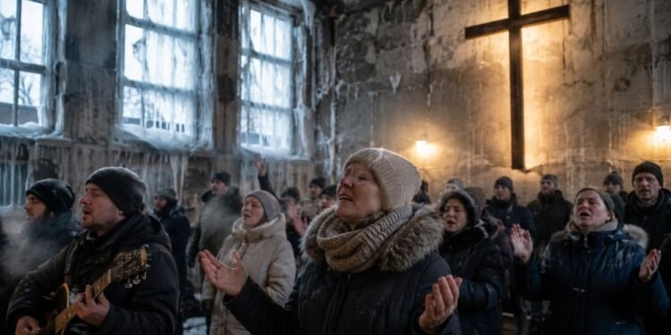 Cristãos enfrentam temperaturas abaixo de zero e continuam cultuando em igrejas na Ucrânia