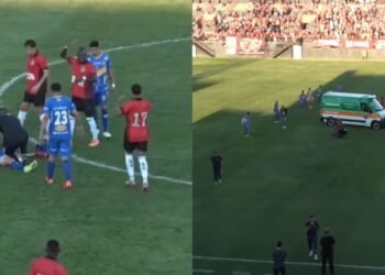 Árbitro ora de joelhos em campo após jogador sofrer contusão em jogo do Brasileirão