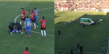 Árbitro ora de joelhos em campo após jogador sofrer contusão em jogo do Brasileirão