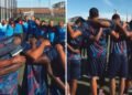 Seleção do Haiti ora após último treino antes de enfrentar o Brasil na Copa
