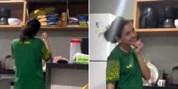 Surda inspira ao orar em Libras e agradecer por compras do mês: “Deus recebeu a oração”
