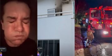 Casa de Regis Danese pega fogo com a família dentro; Veja